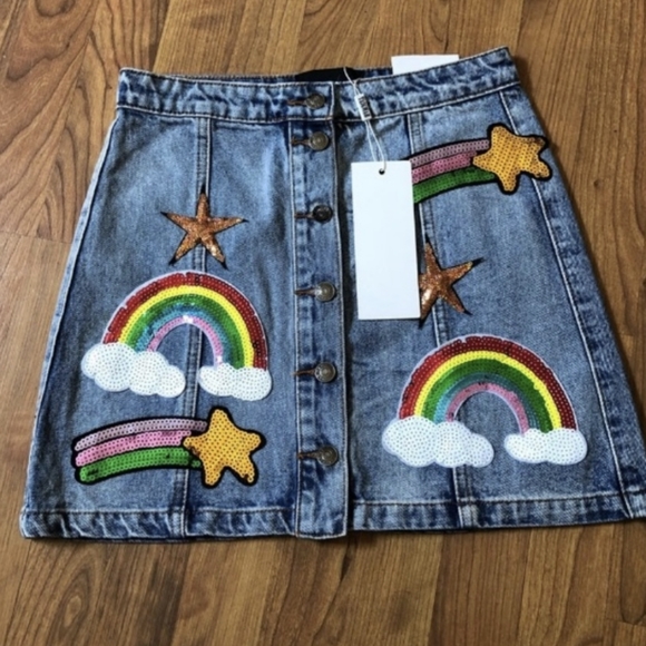 Nwt Taigwah LF rainbow varsity patch skirt 4 - Picture 3 of 5
